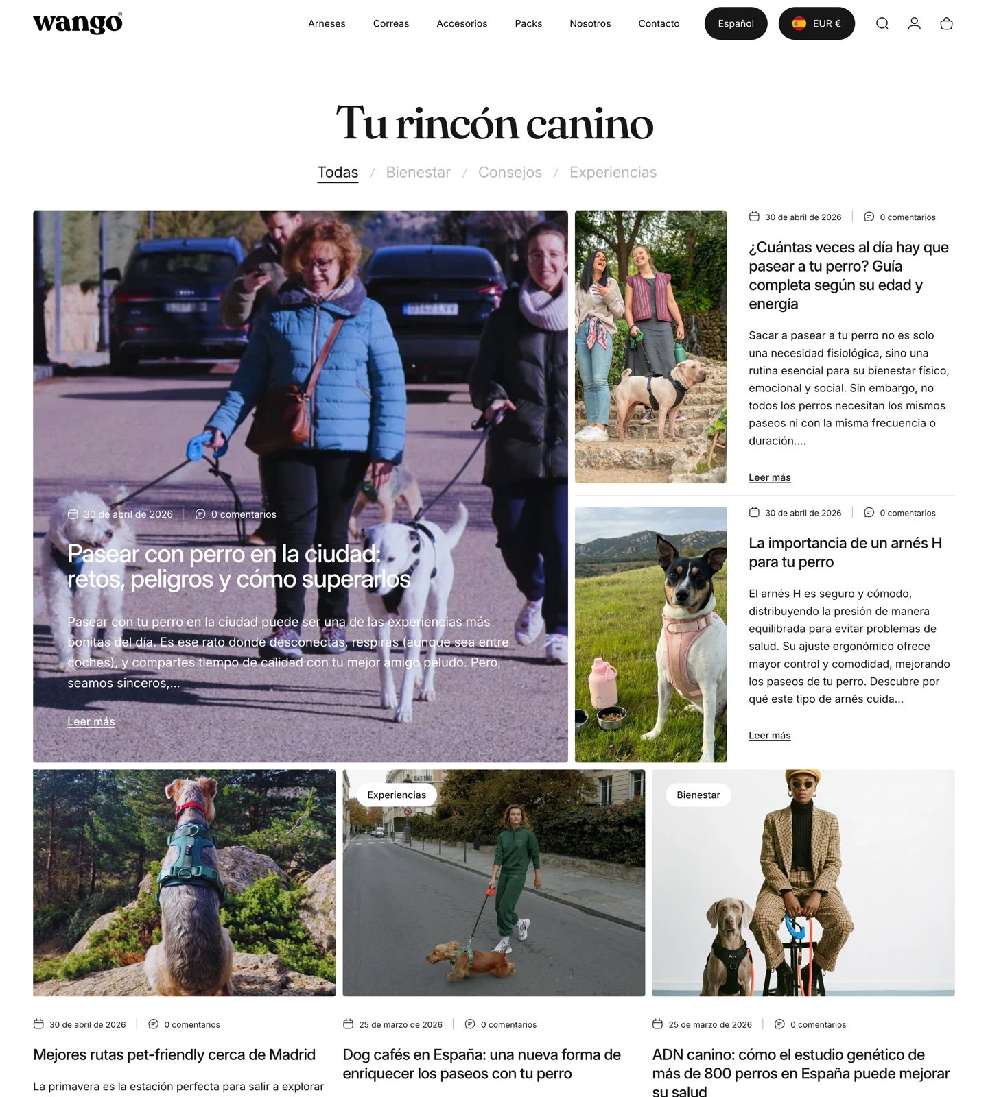 Detalle del blog editorial de Wango
